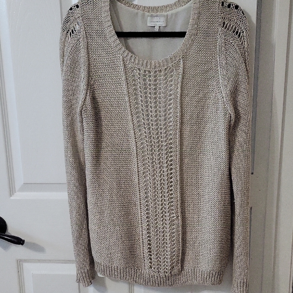 Lucky Brand Knit Scoop Neck Sweater - Beige